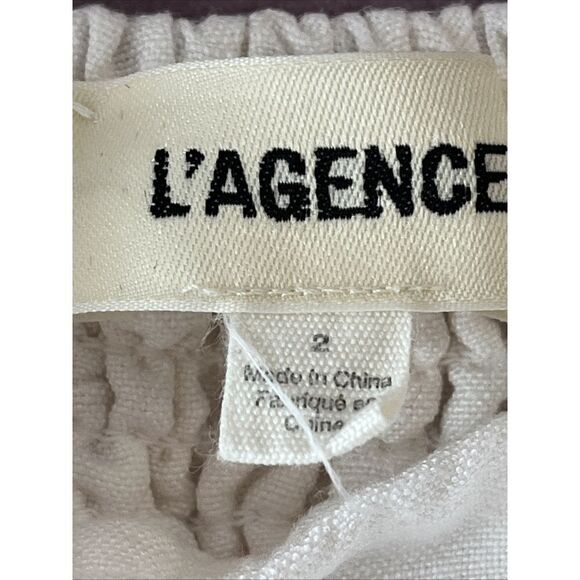 L'Agence Jessamy Dress Linen Maxi Pleated Smocked Baby Doll Milkmaid Beach - Picture 8 of 9